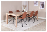 Elegant spisebord med. Utvidelse med 6 polare stoler w. Spin, Brown Pu