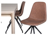 Elegant spisebord med. Utvidelse med 6 polare stoler w. Spin, Brown Pu