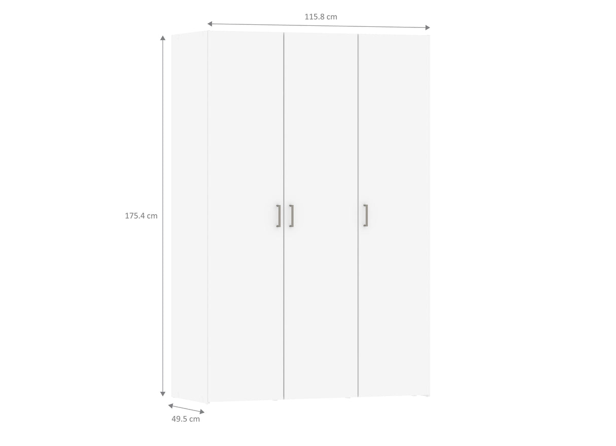 Space Garderobe - White W/3 Doors