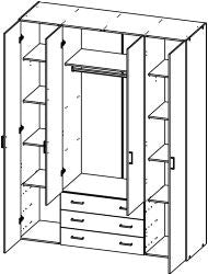 Romgarderobe - lett tre m/4 dører