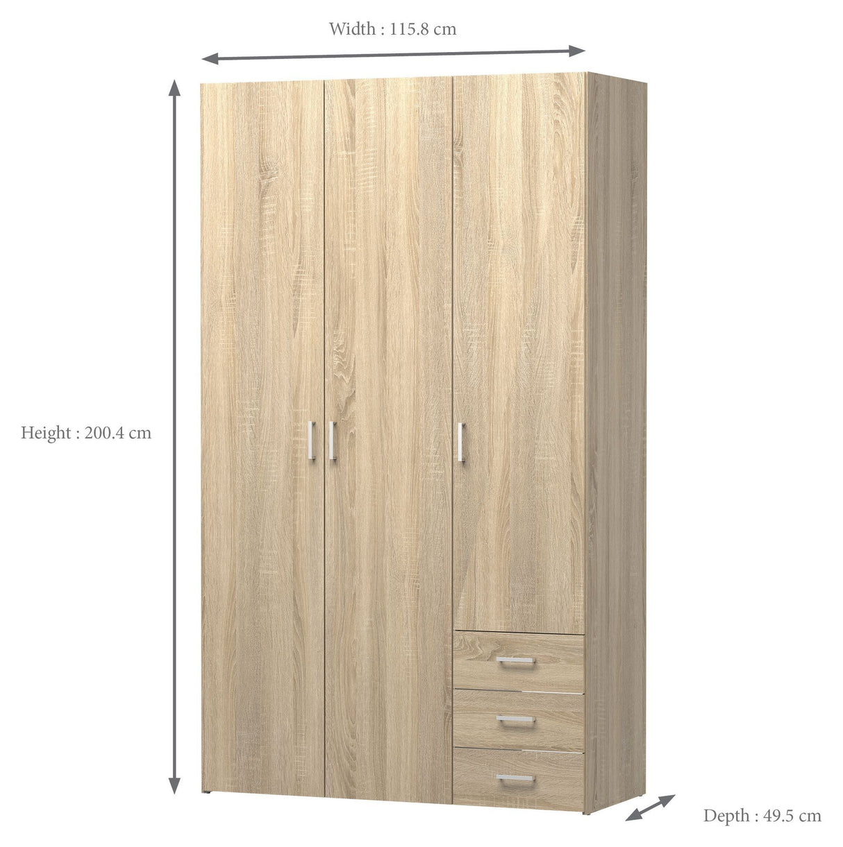 Romgarderobe - lett tre m/skuffer