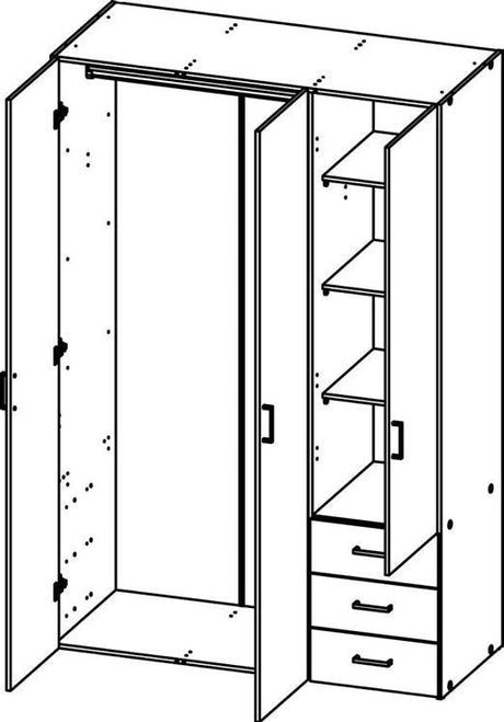 Romgarderobe - lett tre/høyglans m/skuffer