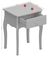 Barokk nattbord med 1 skuff, grå