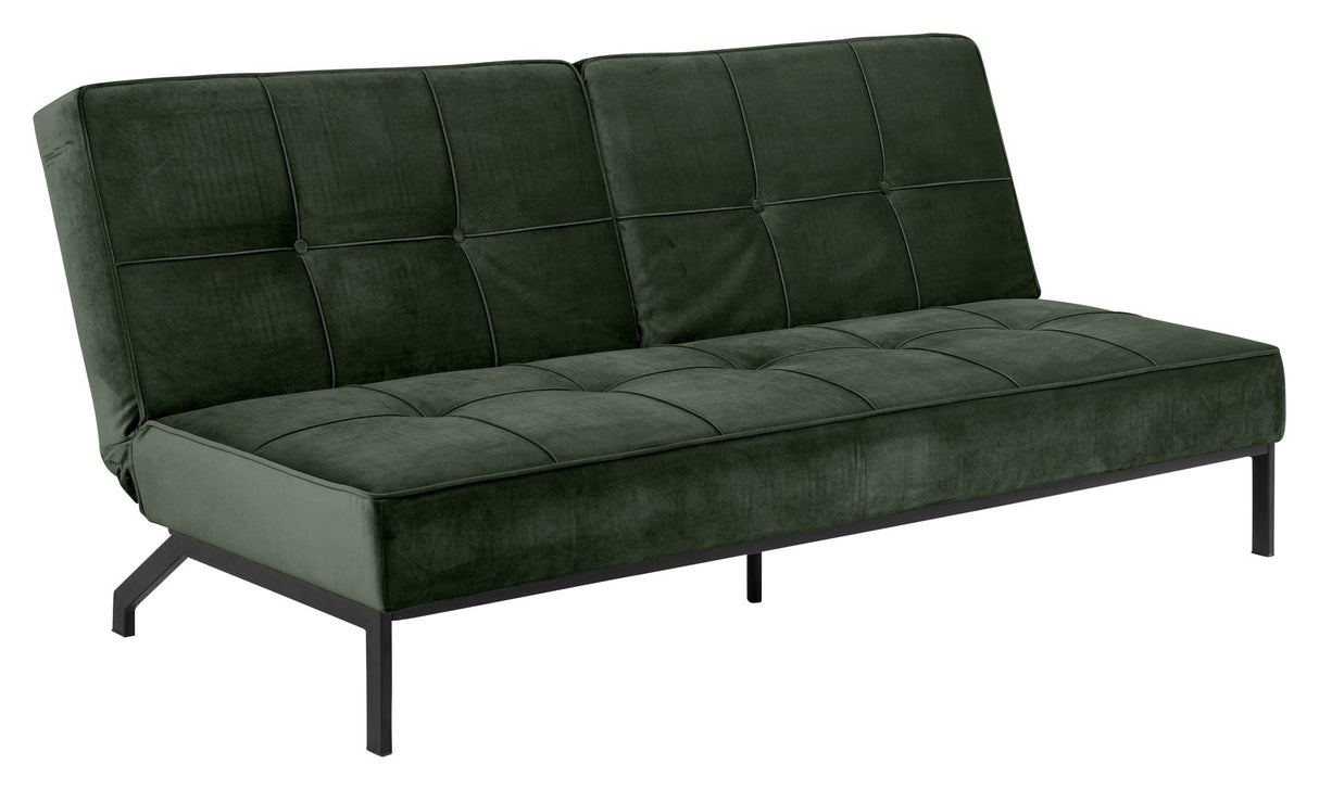 Sweem Sofa Bed, Forest Green Velvet/Black Metal