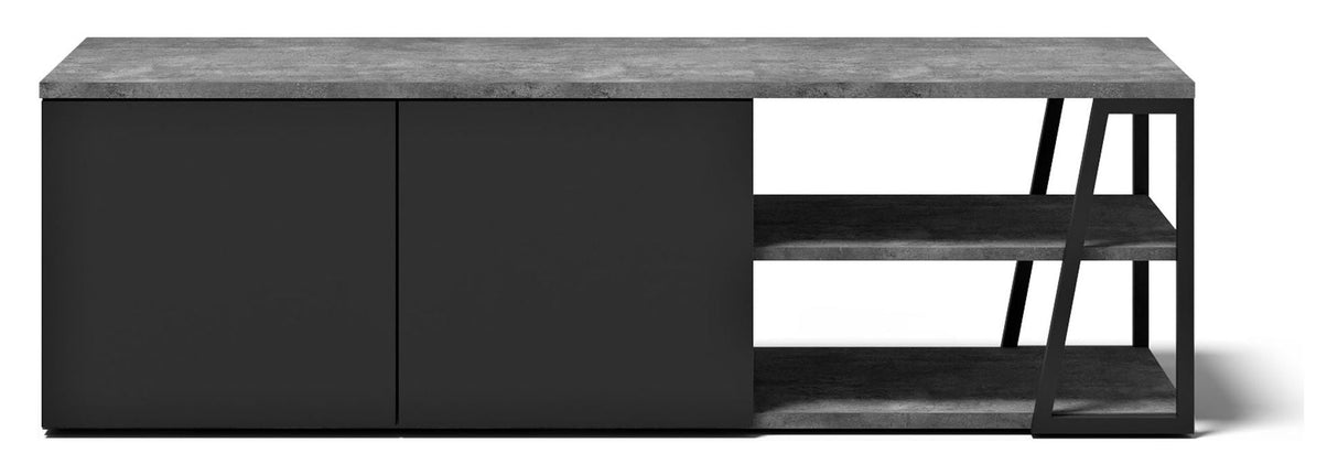 Albi TV -tabell 145, betong/black metal, 145x45x45