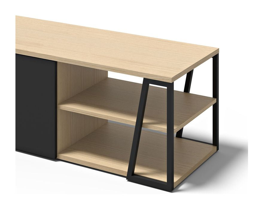 Albi TV Tabell 190, Light Oak/Black Metal, 190x45x45