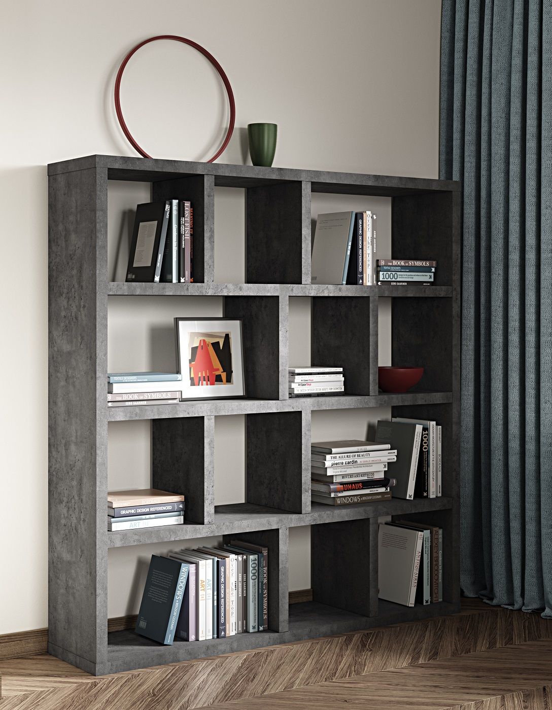 Temahome Berlin Shelf - Dark Concrete Grey, 159x150