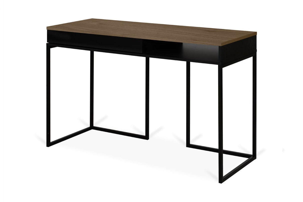 Temahome City Desk 130x50 - valnøtt/svart