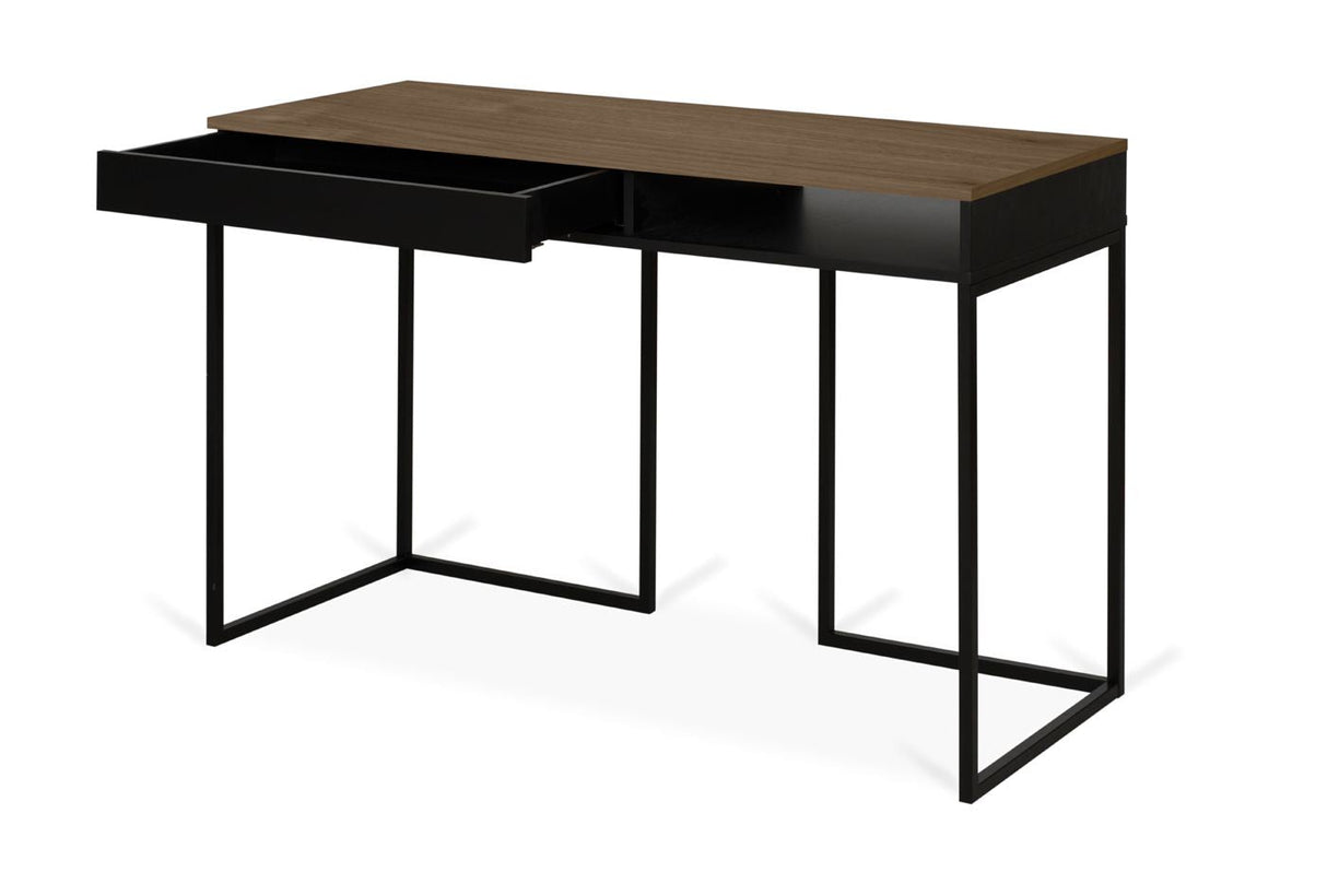 Temahome City Desk 130x50 - valnøtt/svart