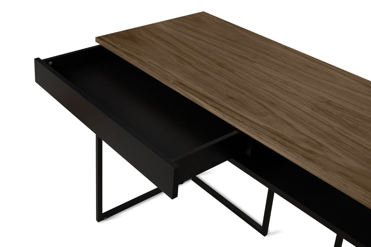 Temahome City Desk 130x50 - valnøtt/svart