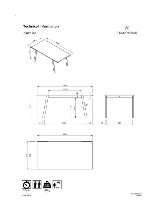 Driftsspisestue 200, Oak Veneer/Black Legs, 200x100x75