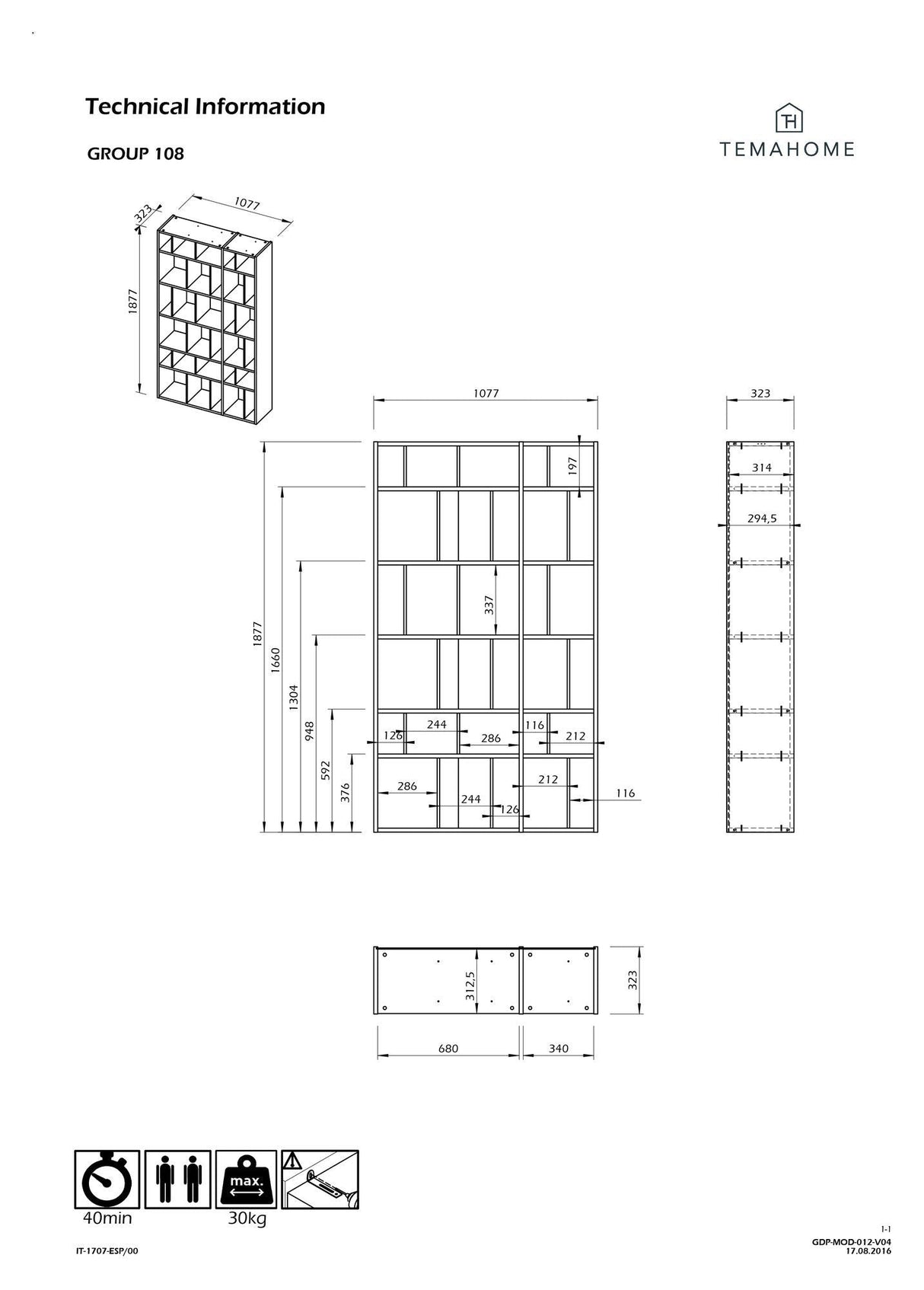 Temahome Group 108 Hylle - Mat White