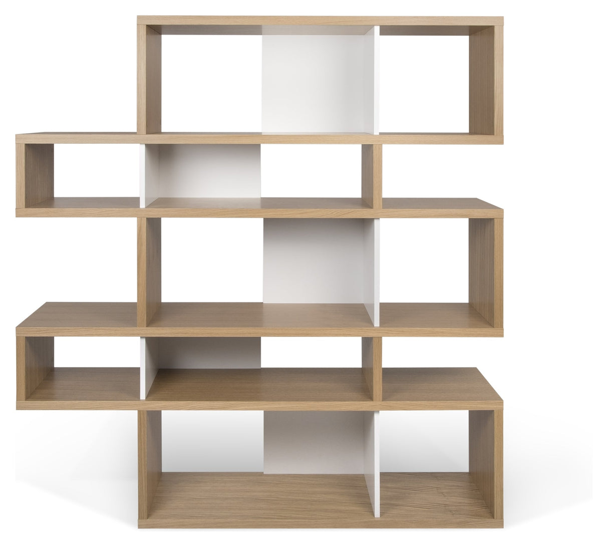 London Double Bookhelf, Oak Veneer/Matte White