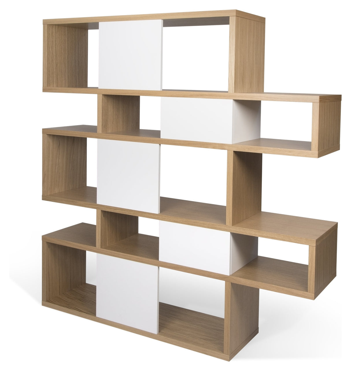 London Double Bookhelf, Oak Veneer/Matte White