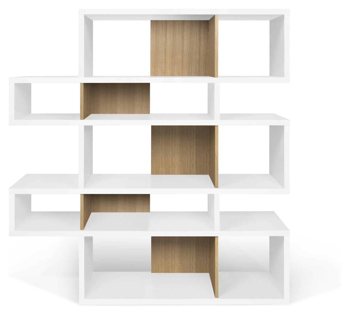 London Double Bookhelf, Matte White/Oak finér