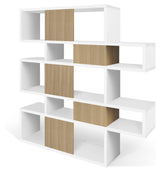 London Double Bookhelf, Matte White/Oak finér