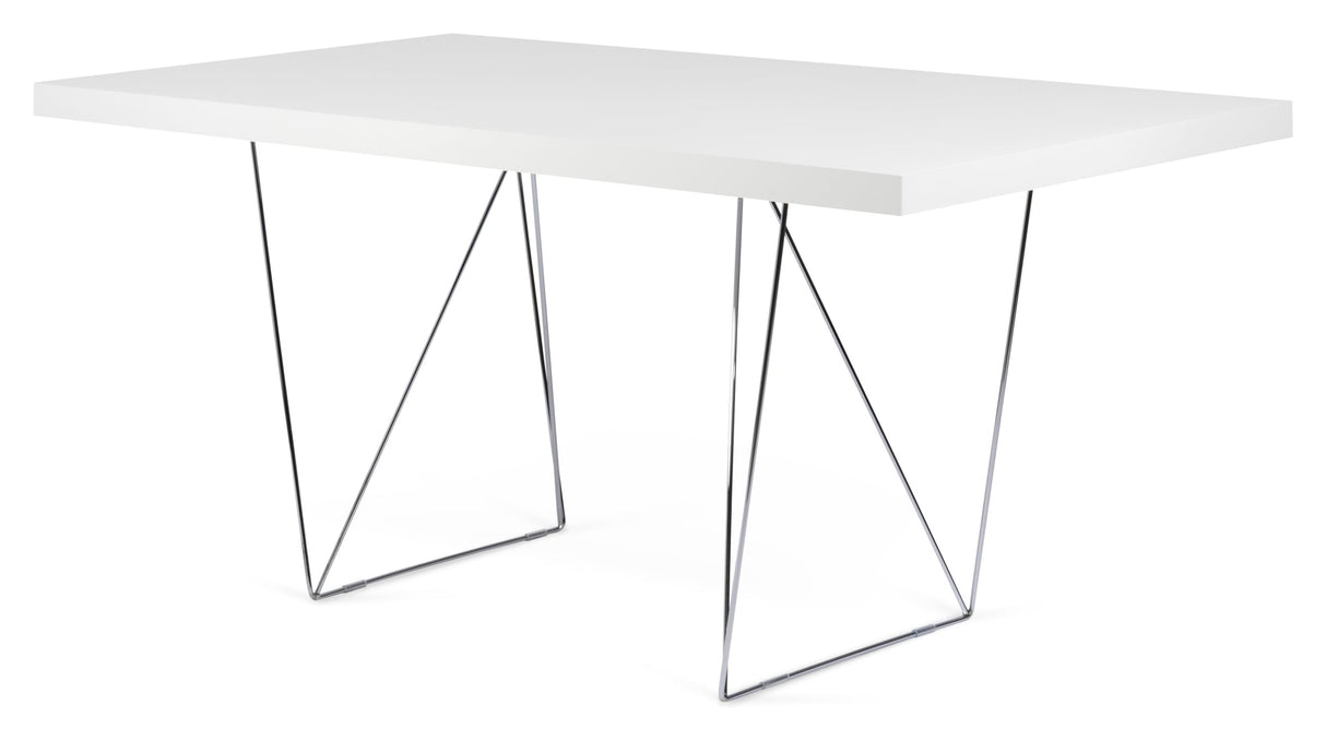 Multi 180 Desk w. Bøyer, Matt White/Chrome