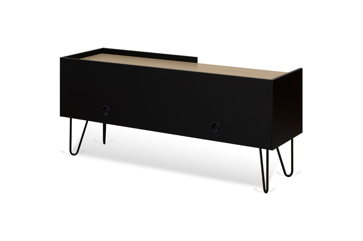 Theme Home Nina Table - Light Oak Veneer/Matte Black