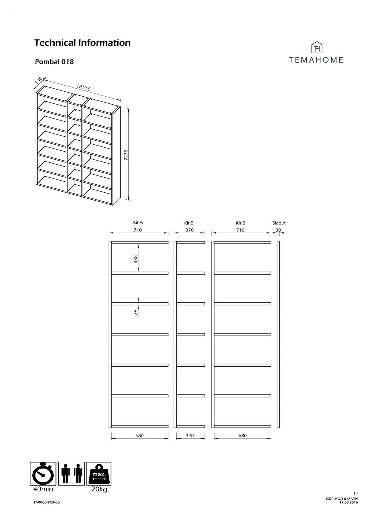 Temahome Pombal Rack - Mat White, 18 rom