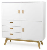 Tenzo - Bess Sideboard, W -skuffer, eik, hvit