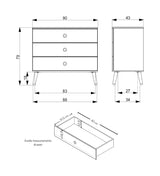 Dot bryst 90x43 - hvit/eik