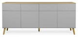 Dot Sideboard 4 Doors+4 -skuffer, eik/grå