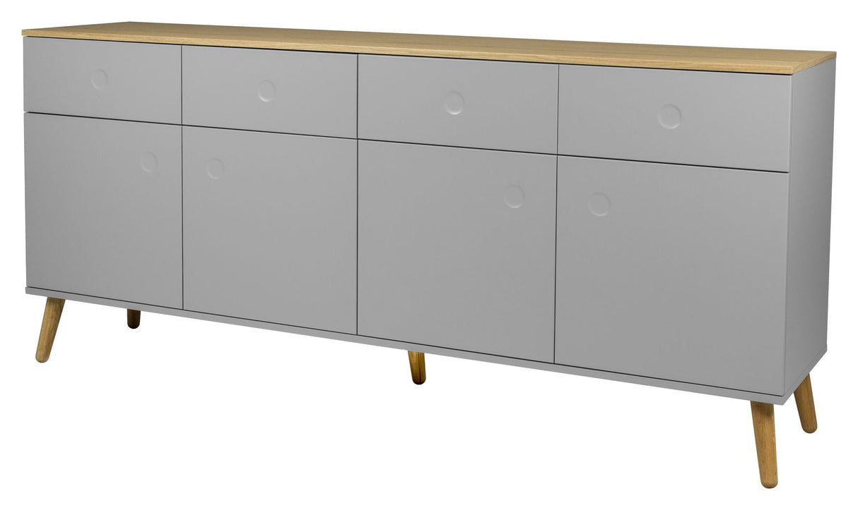 Dot Sideboard 4 Doors+4 -skuffer, eik/grå