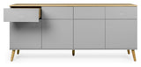 Dot Sideboard 4 Doors+4 -skuffer, eik/grå