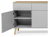 Dot Sideboard 4 Doors+4 -skuffer, eik/grå