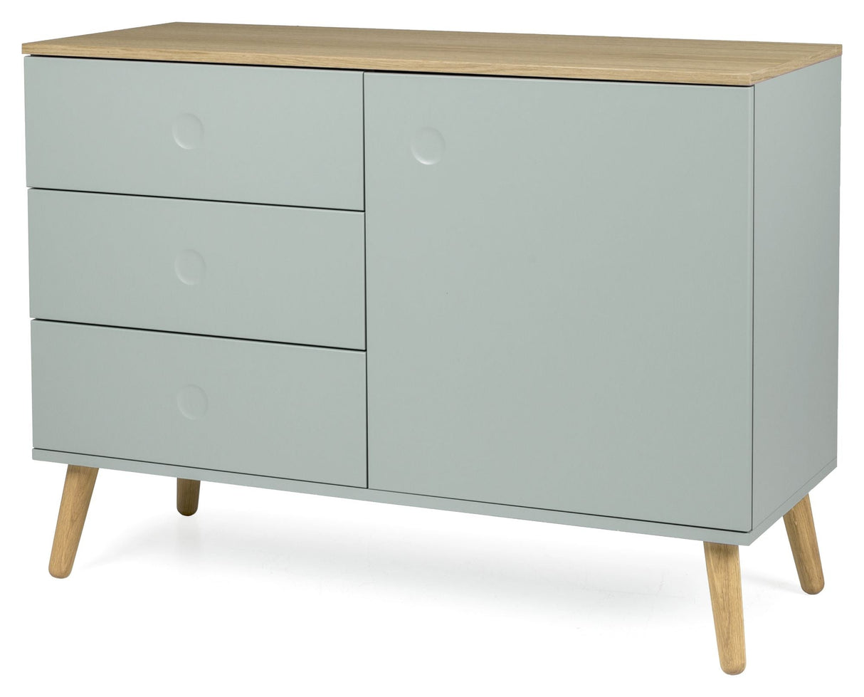 Dot Sideboard 1 Door+3 -skuffer, eik/salvie