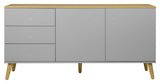 Dot Sideboard 2 Doors+3 -skuffer, eik/grå