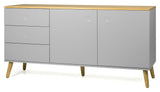 Dot Sideboard 2 Doors+3 -skuffer, eik/grå