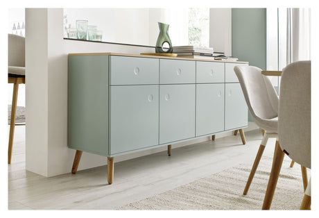 Dot Sideboard 4 Doors+4 -skuffer, eik/salvie