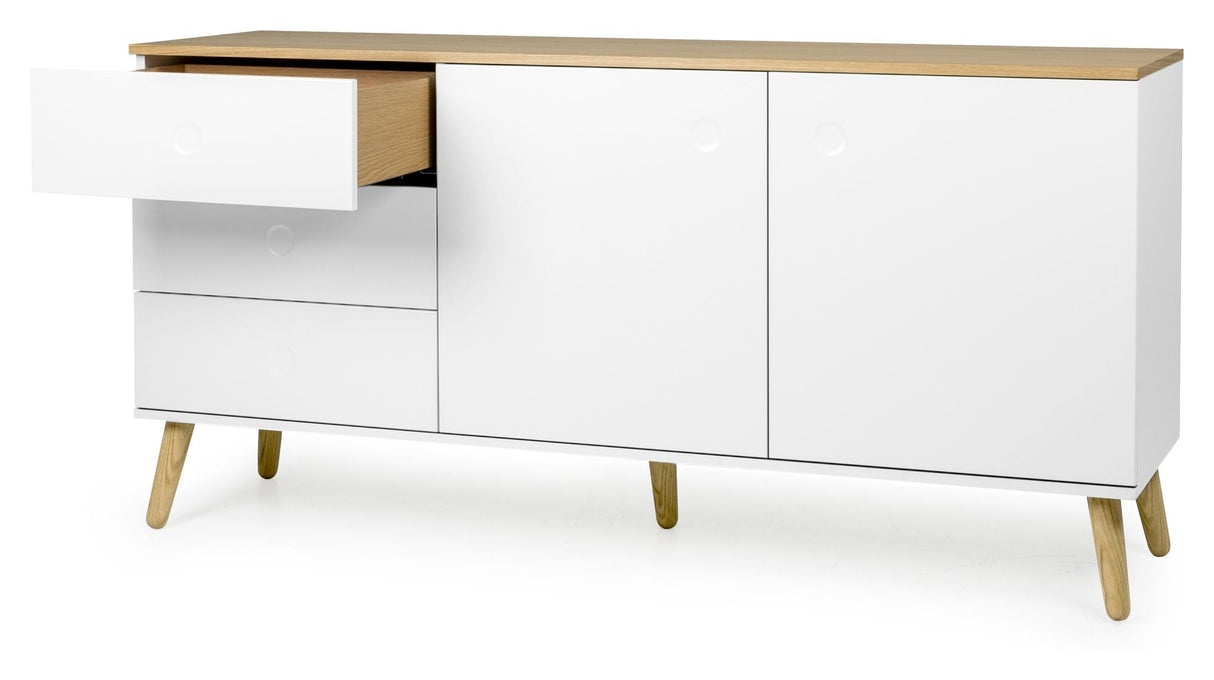 Dot Sideboard 2 Doors+3 -skuffer, eik/hvit