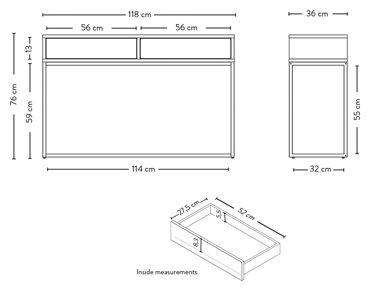 Lippkonsoll tabell 118x76x36 - grønn