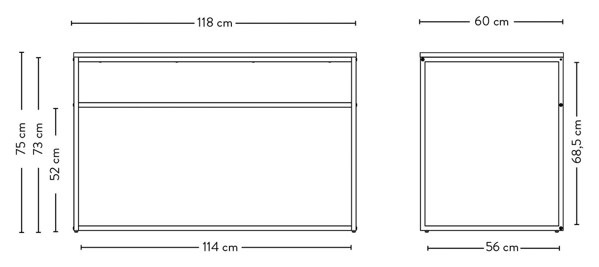 Lipp Desktop 118x75x60 - hvit