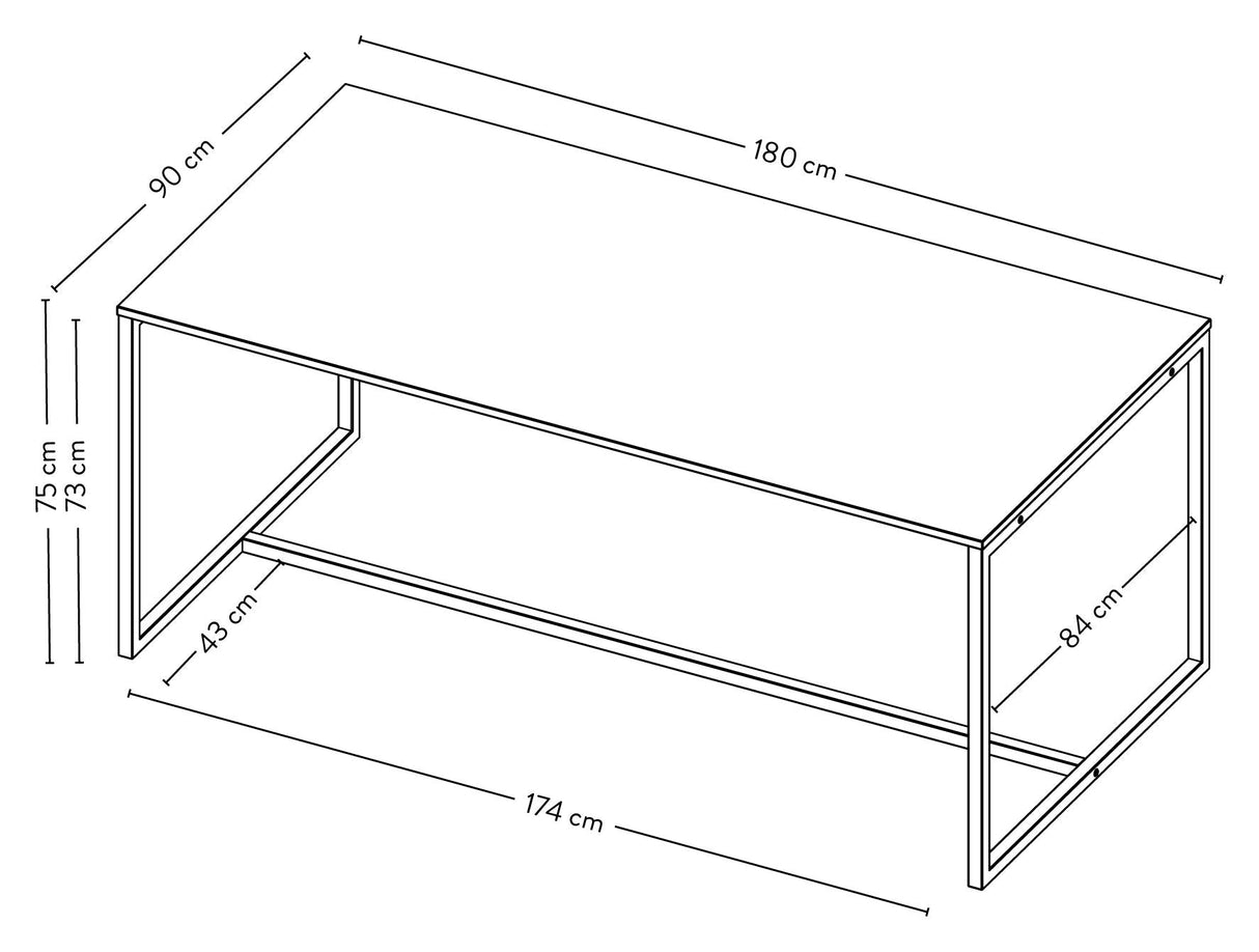 Tenzo - Lipp spisebord, hvitt, 90x180