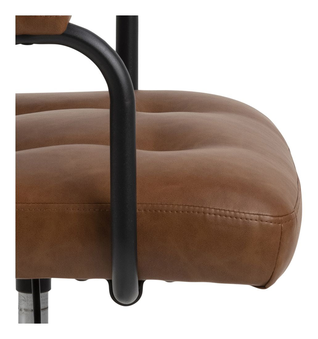 Tibro Office Chair with Armrests, Brown Leatherette