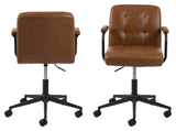 Tibro Office Chair with Armrests, Brown Leatherette