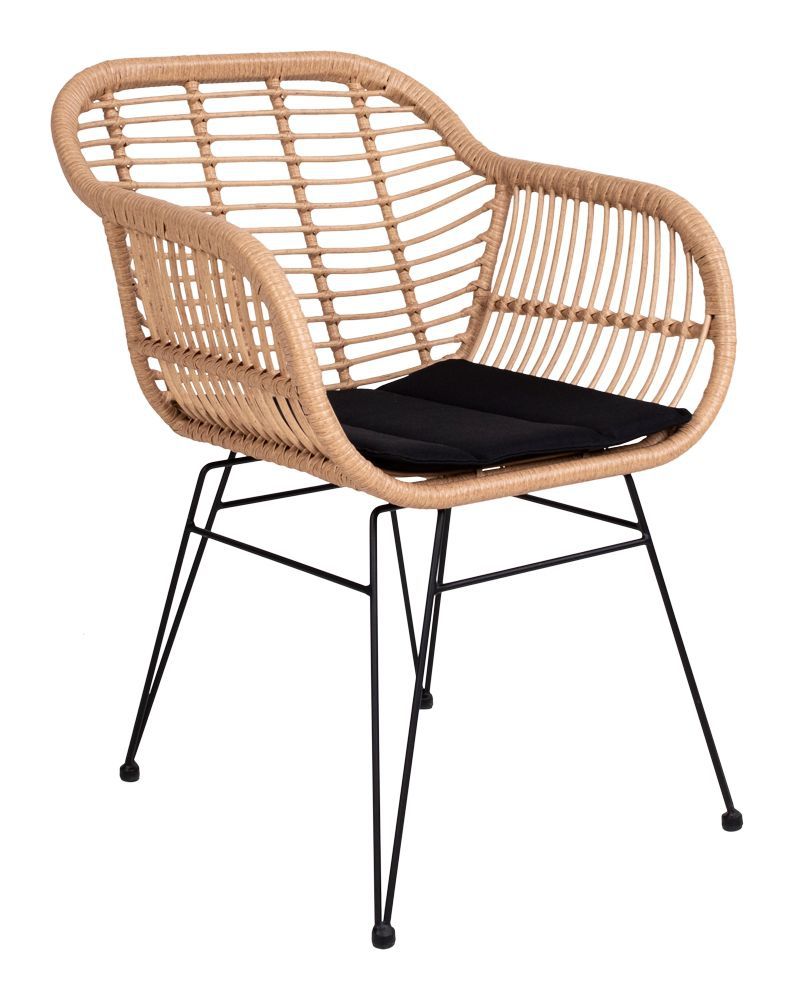 Trieste Garden Chair with Black Cushion, Polyrattan