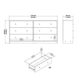 Kan doble skuffer med 6 skuffer, 143x30x68, Jackson Hickory