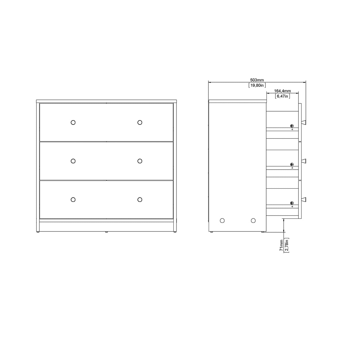 Kan brystet w. 3 skuffer, Jackson Hickory