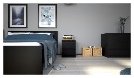 Naia Nightstand 2 -skuffer, Matt Black