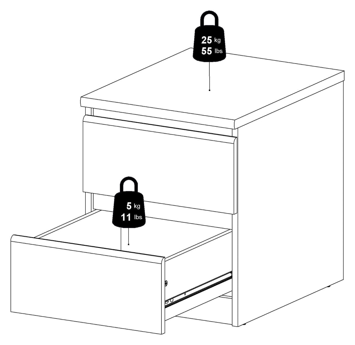 Naia Nightstand 2 -skuffer - Truffle