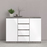 NAIA Sideboard 2 Doors/4 -skuffer, betongutseende/hvitt