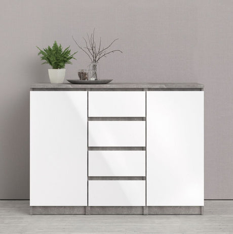 NAIA Sideboard 2 Doors/4 -skuffer, betongutseende/hvitt