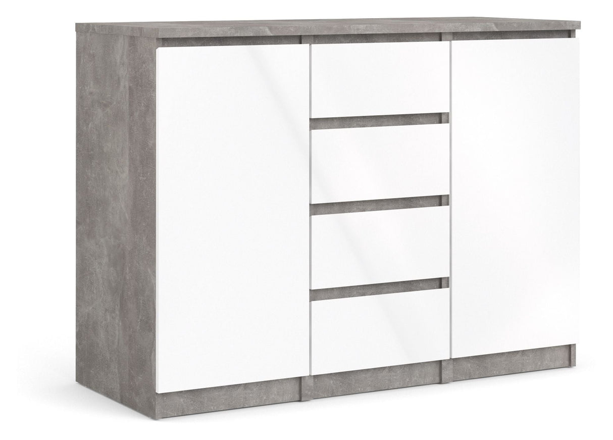 NAIA Sideboard 2 Doors/4 -skuffer, betongutseende/hvitt