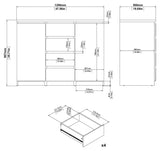 NAIA Sideboard 2 Doors/4 -skuffer, betongutseende/hvitt