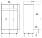 Delta garderobe w. 2 dører, Matt Black w. Eikstrukturfolie