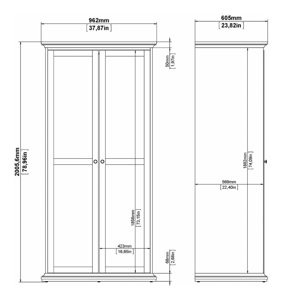 Paris garderobe 200x96 - Matte grå